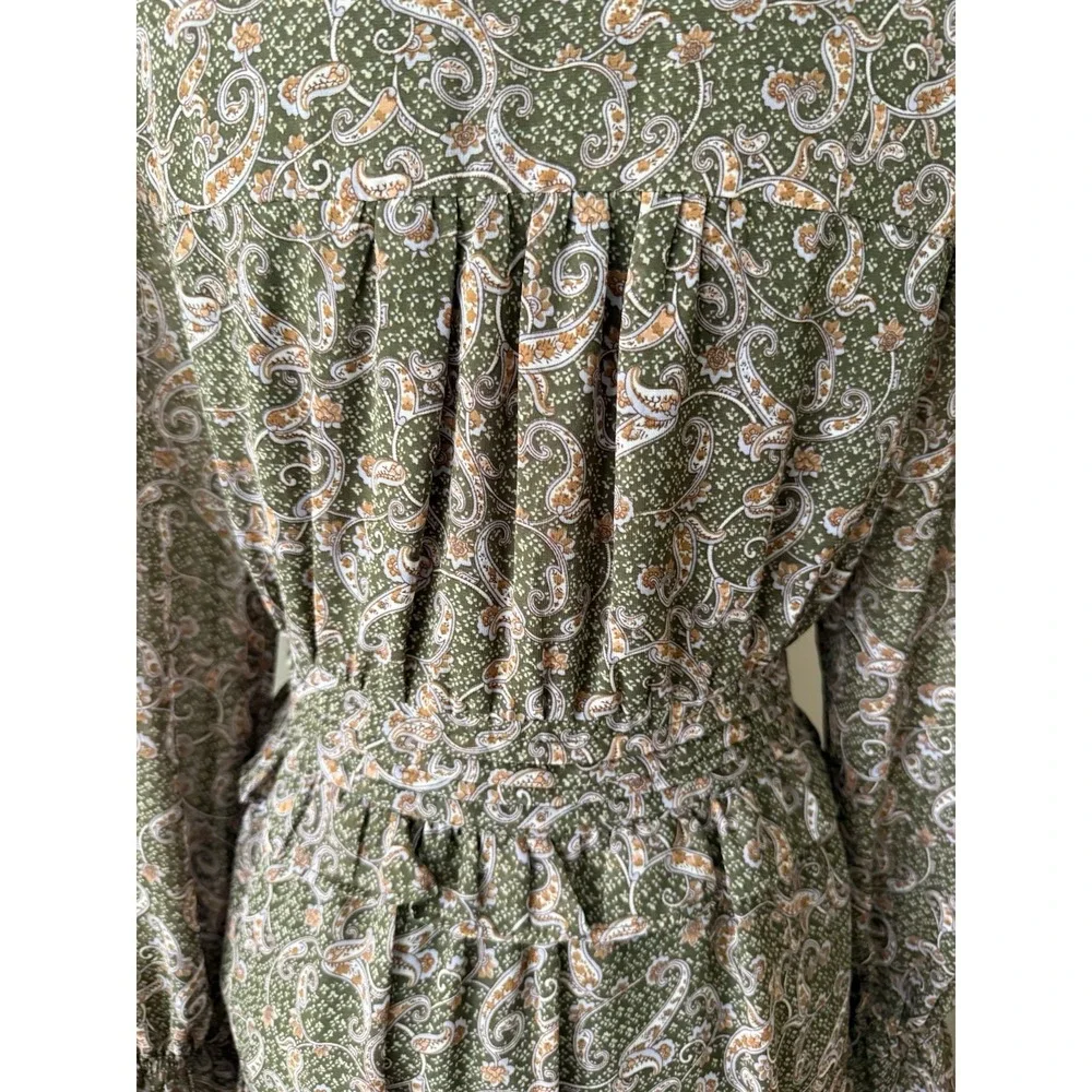 Loveriche Paisley Midi Dress Boho Wedding Guest‎ Ruffle Size Medium